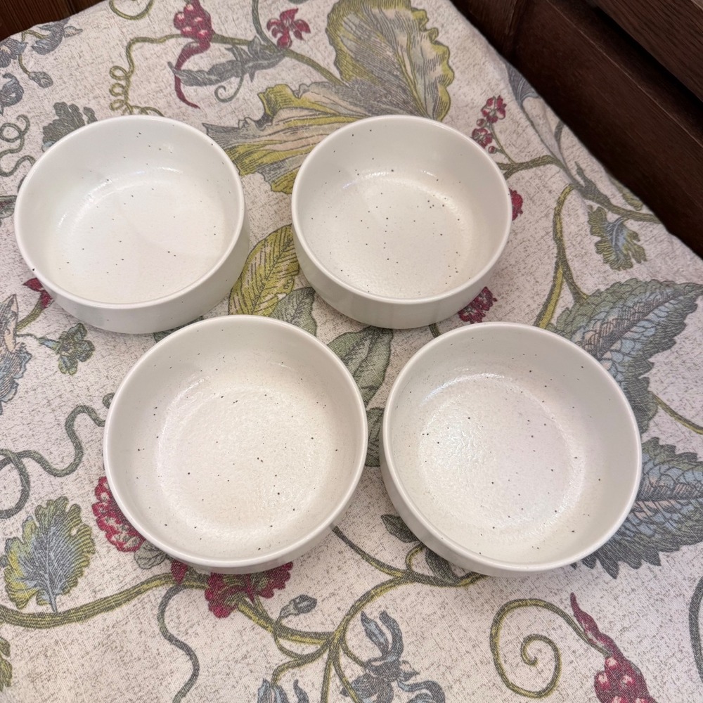Calvin Klein Set Speckled Stoneware Bowls Japan White Ceramic Prep Serving Bowls